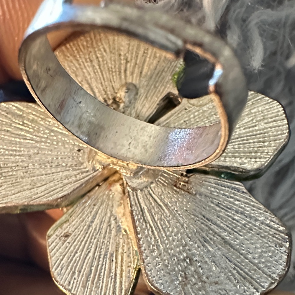 Chic Green Floral Statement Ring(Adjustable) - image 8
